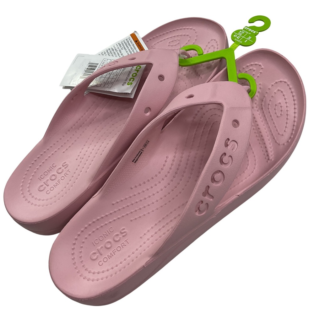 Crocs Baya Platform Flip Pink Women 10 Sandals 208390-6QQ